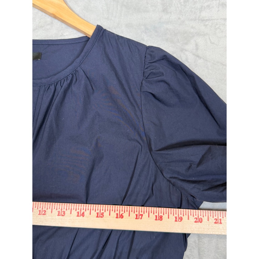 New Quince Tiered Mini Dress Large Navy Blue Cotton Poplin Short Sleeve - Picture 5 of 10